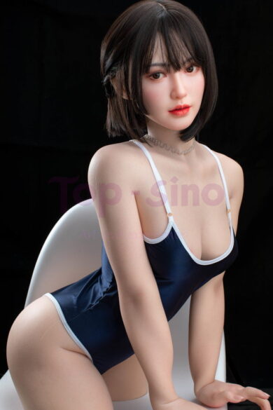 T17 Minan T95 Half Body with Arms Torso Top Sino wearing a navy swimsuit on a white chair with dark background