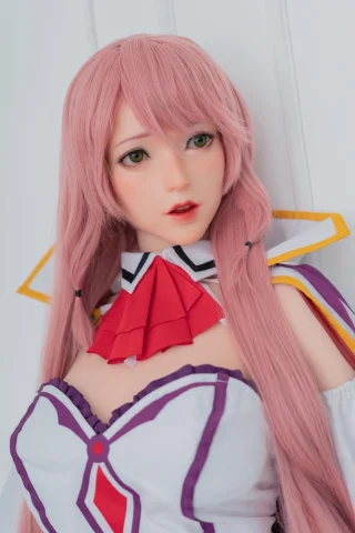 Asuna GE57Z 172cm F Cup features fair skin, long pink hair, and a detailed outfit with a red collar.
