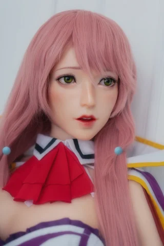 Asuna GE57Z 172cm F Cup features fair skin, long pink hair, and green eyes, wearing a detailed outfit with a red collar.