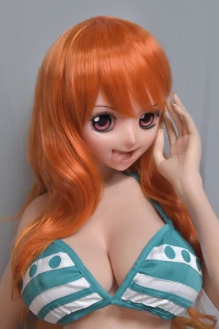 Nami Sex Doll Tsuruta Haruna (30) features orange hair and a teal bikini with white stripes and polka dots.