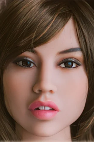 Doll #122 with realistic features, long brown hair, and soft pink lips, set against a neutral background.