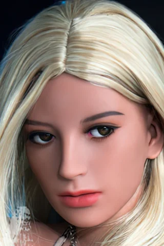 126cm doll with long blonde hair, featuring a neutral expression and detailed facial features against a dark background.