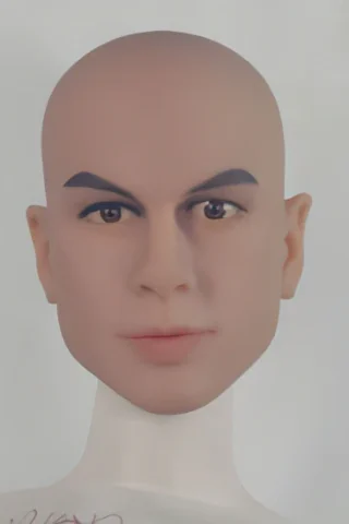 183cm male doll with a bald head, realistic facial features, and defined eyebrows.