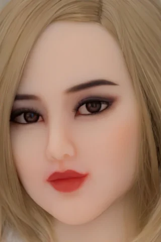 219 doll with short blonde hair and brown eyes, featuring a smooth complexion and subtle makeup.