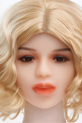 240cm doll with short, wavy blonde hair and natural-looking facial features, including full lips and subtle makeup.