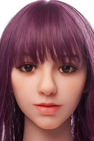 Doll 250 with purple hair features a smooth complexion, brown eyes, and a neutral expression.