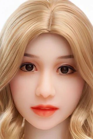 260cm doll with long blonde hair and brown eyes, featuring a smooth complexion and subtle makeup.