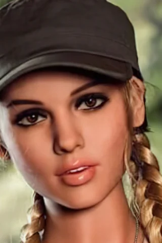 273cm doll with a braided hairstyle wearing a green cap and natural makeup, set against a blurred outdoor background.
