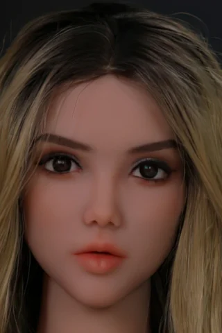 Doll 398 with long blonde hair and brown eyes, featuring a neutral expression against a dark background.