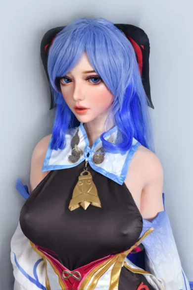 Sakurai Koyuki 165cm ElsaBabe love doll with blue hair, detailed costume, large pendant