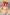 Vibrant red-haired anime character with blue eyes, gold accessories, sheer white fabric, love doll style