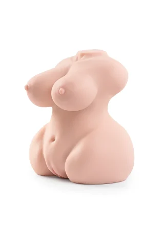 Bob 12.1lbs TPE torso masturbator features a realistic torso with pronounced breasts and a defined abdomen, in a soft pink color.
