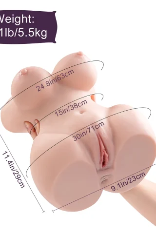 Bob 12.1lbs TPE torso masturbator features a realistic design with defined curves and detailed anatomy, held in a hand.
