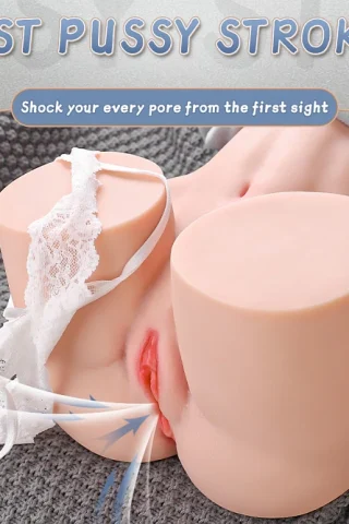 Bridget 24.25lbs TPE torso masturbator features a realistic design with a lace ribbon accent and detailed textures.