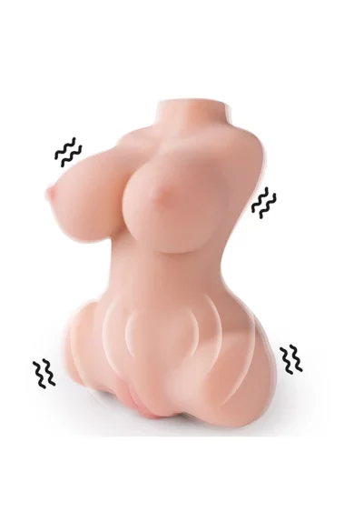 Stylized Elu 3.30lbs TPE Torso Masturbator with exaggerated curves on a white background depicting abstract love doll sculpture essence