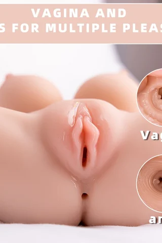 Elu 3.30lbs TPE torso masturbator featuring detailed vaginal and anal openings in a soft, realistic texture.