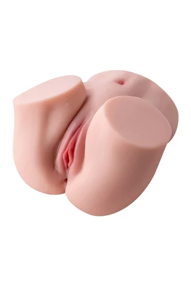 Anatomical model of a female pelvic area made of silicone resembling features typical in sex dolls.