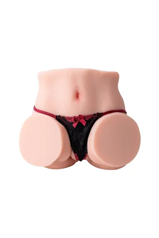 Soraya 4.32lbs TPE Ass Masturbator featuring a smooth skin texture and black lace thong with a red bow.