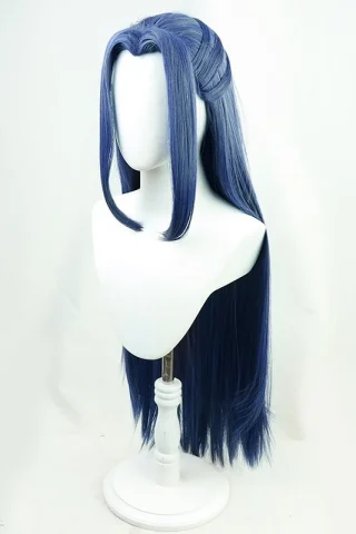 ZXR Radiant wig #82 features long, straight blue hair with darker roots, displayed on a white mannequin head.