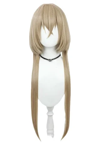 ZXR Radiant wig #65 features long, straight blonde hair with layered bangs and a black choker.