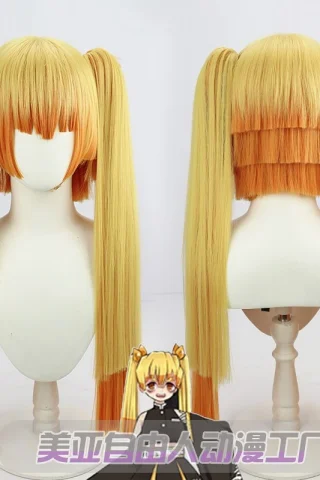 ZXR Radiant wig #94 features long, straight blonde hair with orange highlights, styled in twin ponytails.