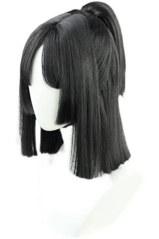 ZXR Radiant wig #76 features a sleek black style with blunt bangs and a short ponytail.