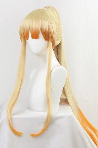 ZXR Radiant wig #93 features long blonde hair with orange tips, styled in a high ponytail and two front strands.