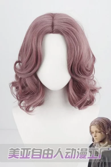 Display of ZXR Radiant wigs #35 on a stand with wavy, shoulder-length pink hair; small animated character in corner