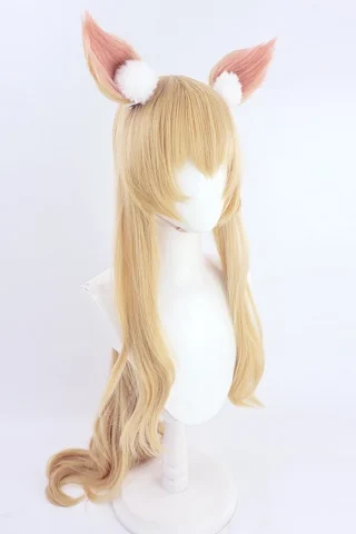 ZXR Radiant wig #66 features long, wavy blonde hair with pink and white ear accents.