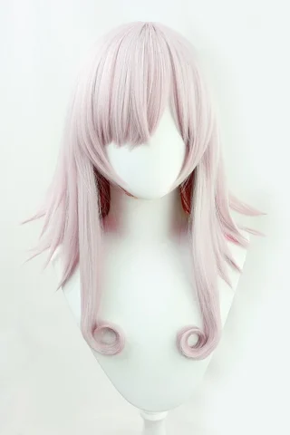 ZXR Radiant wig #87 features long, light pink hair with blunt bangs and curled ends, displayed on a white mannequin.