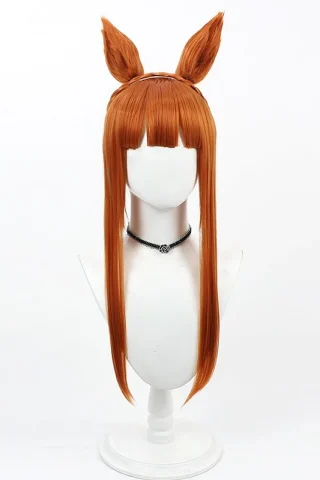ZXR Radiant wig #133 features long, straight orange hair with two pointed bangs and a choker necklace.