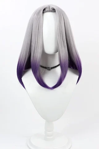 ZXR Radiant wig #15 features long, straight hair with a gradient from gray to purple, displayed on a white mannequin head.