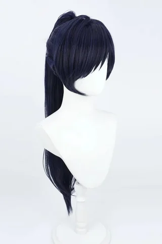ZXR Radiant wig #6 features long, dark blue hair styled in a high ponytail with loose strands framing the face.