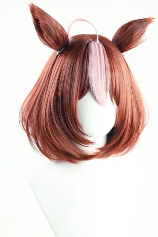 ZXR Radiant wig #139 features a wavy, chestnut brown style with pink highlights and playful ear-like extensions.