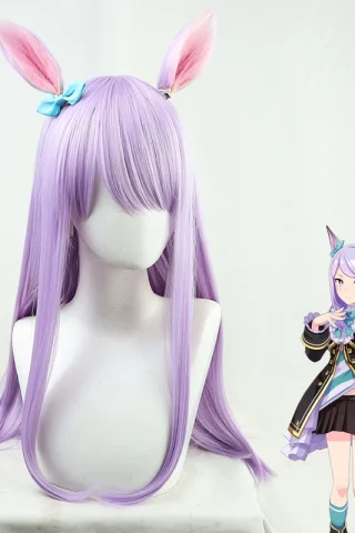 ZXR Radiant wig #141 features long purple hair with pink tips and cat ears, styled with a blue bow.