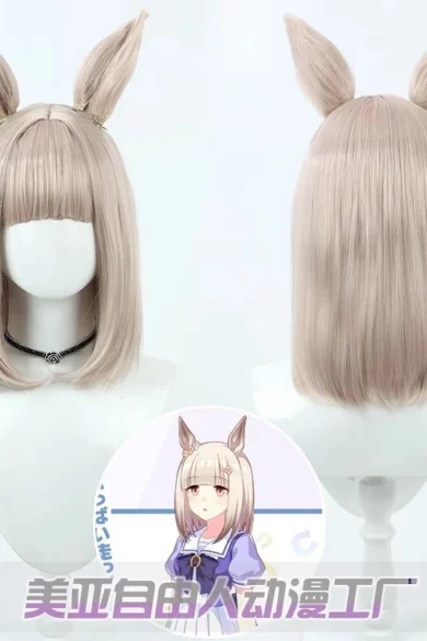 ZXR Radiant wigs #131 with cat ears shown on a love doll front and back views