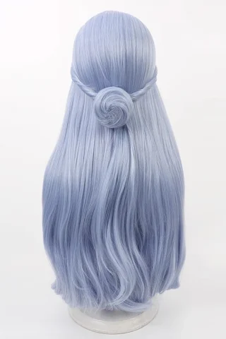 ZXR Radiant wig #22 features long, straight pastel blue hair styled with a bun at the back.