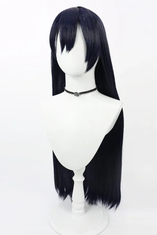 ZXR Radiant wig #11 features long, straight dark blue hair with blunt bangs, displayed on a white mannequin head.