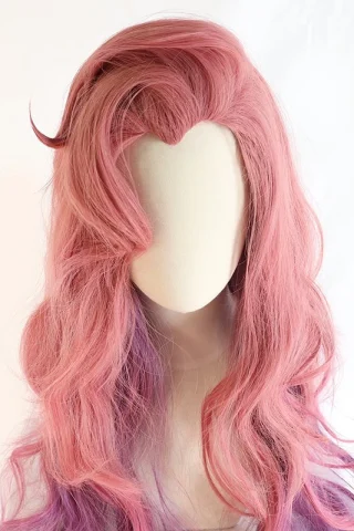 ZXR Radiant wig #46 features long, wavy pink hair with purple tips, styled with a side-swept fringe.