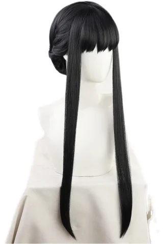 ZXR Radiant wig #73 features long, straight black hair with side bangs and two long strands framing the face.