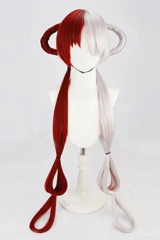 ZXR Radiant wig #114 features long red and white strands with twisted loops on a white mannequin head.