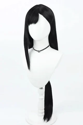 ZXR Radiant wig #24 features long, straight black hair with bangs and a ponytail, displayed on a white mannequin head.