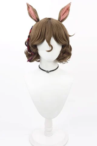ZXR Radiant wig #132 features a short brown hairstyle with pink-tipped ears and colorful braids, displayed on a mannequin.