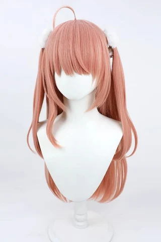 ZXR Radiant wig #117 features long, straight pastel pink hair with side bangs and fluffy white accessories.