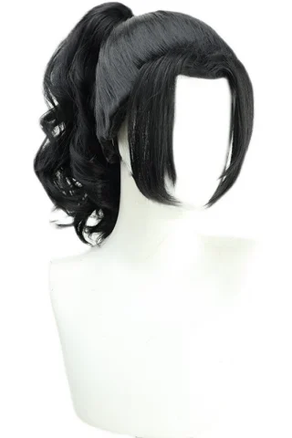 ZXR Radiant wig #109 features a black ponytail with loose curls and straight bangs.