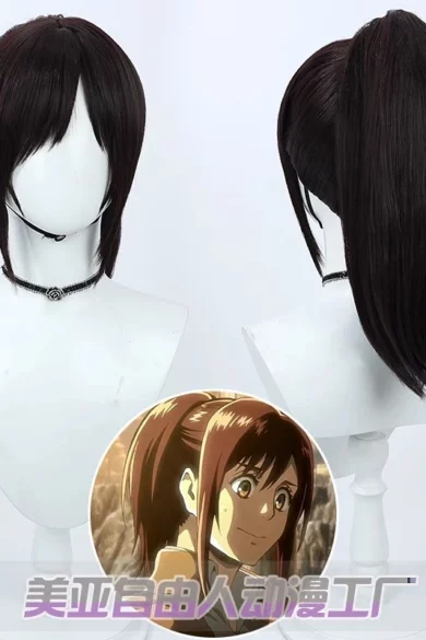 A captivating display features ZXR Radiant wigs #95 with a brown anime-style wig and a ponytail wig for love dolls, accented by an anime character below.