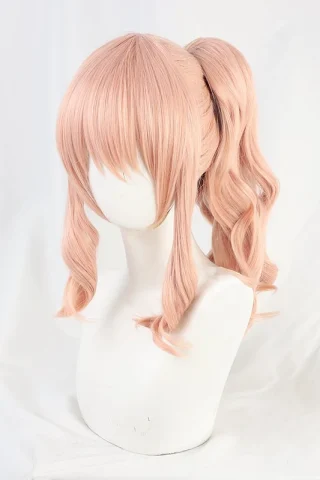 ZXR Radiant wig #68 features soft pink hair styled in a high ponytail with loose curls and side bangs.