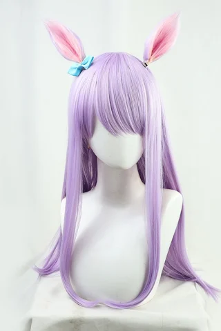 ZXR Radiant wig #141 features long lavender hair with pink tipped ears and a blue bow accessory.