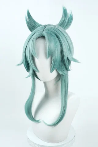 ZXR Radiant wig #5 features a mint green color with two pointed bangs and long, straight strands.