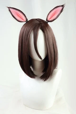 ZXR Radiant wig #134 features a short brown hairstyle with long bangs and bunny ears.